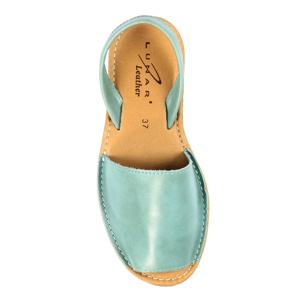 Blue - Side - Lunar Womens-Ladies Amara Leather Sandals