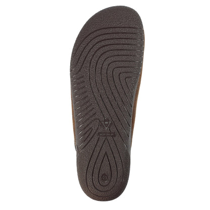 Brown - Side - Lazy Dogz Mens Tees II Faux Leather Slip-on Slippers