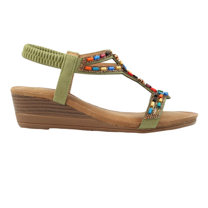 Green - Back - Lunar Womens-Ladies Epsom Sandals
