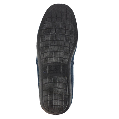Navy - Side - Lazy Dogz Mens Eden II Slippers