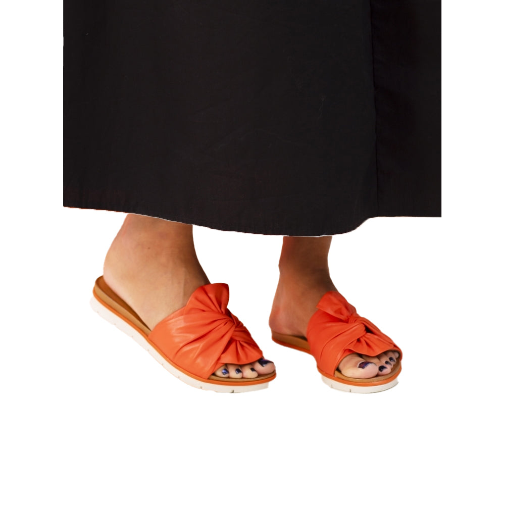 Orange - Front - Lunar Womens-Ladies Sunshine Leather Sandals