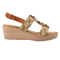 Brown - Back - Lunar Womens-Ladies Jamie Wedge Sandals