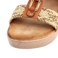 Brown - Side - Lunar Womens-Ladies Jamie Wedge Sandals