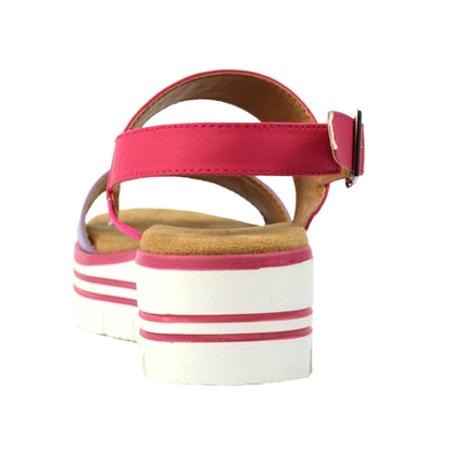 Pink - Side - Lunar Womens-Ladies Missy Tan Sandals