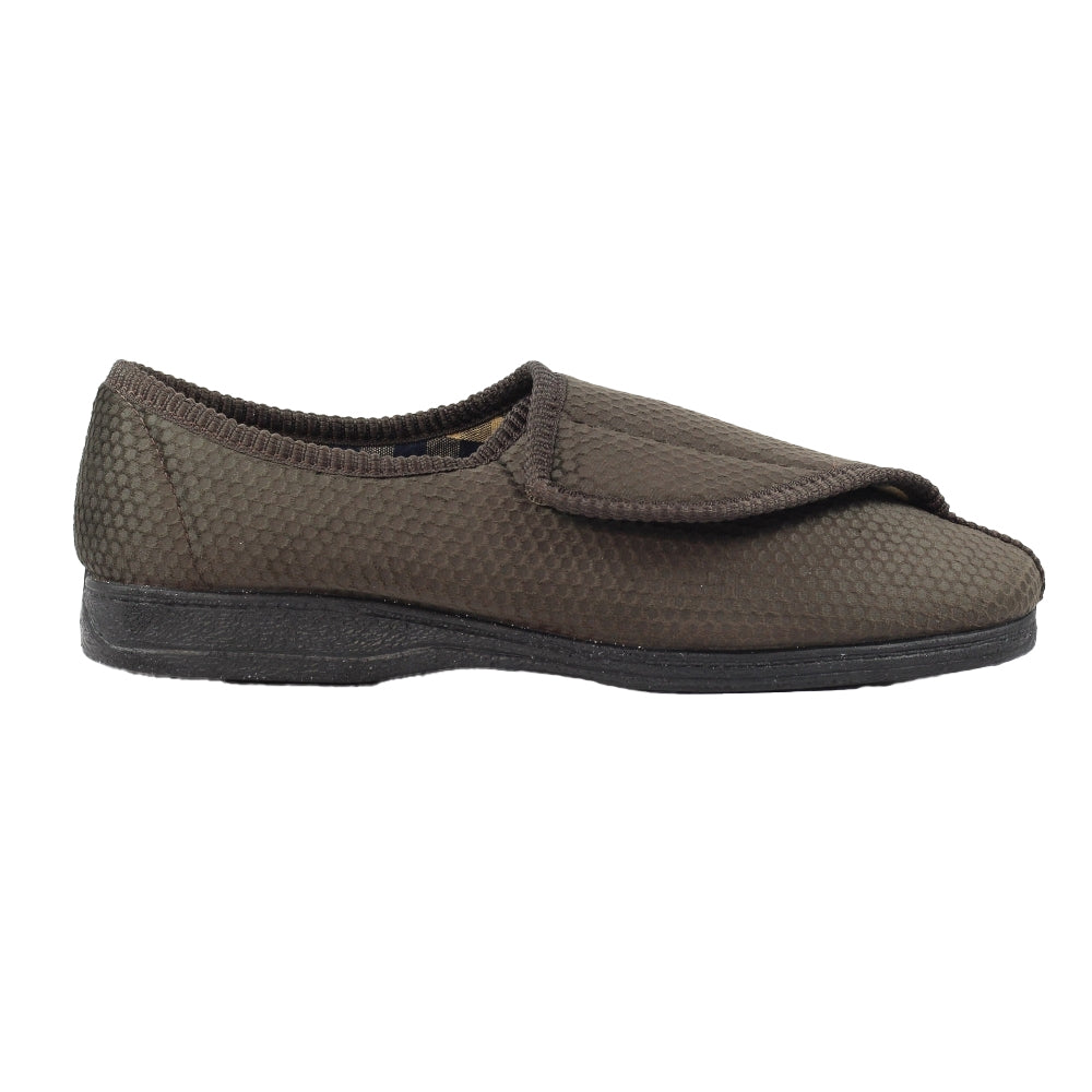 Brown - Back - Lazy Dogz Mens Columbus III Touch Fastening Slippers