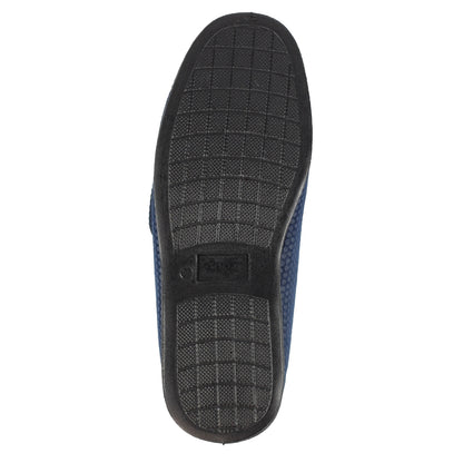 Navy Blue - Side - Lazy Dogz Mens Columbus III Touch Fastening Slippers