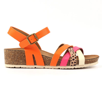Orange - Front - Lunar Womens-Ladies Selina Sandals