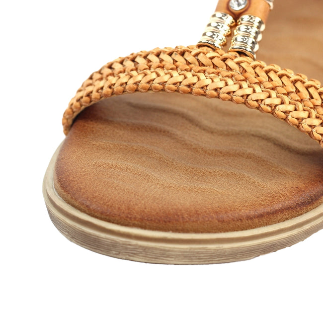 Brown - Side - Lunar Womens-Ladies Portofino Sandals