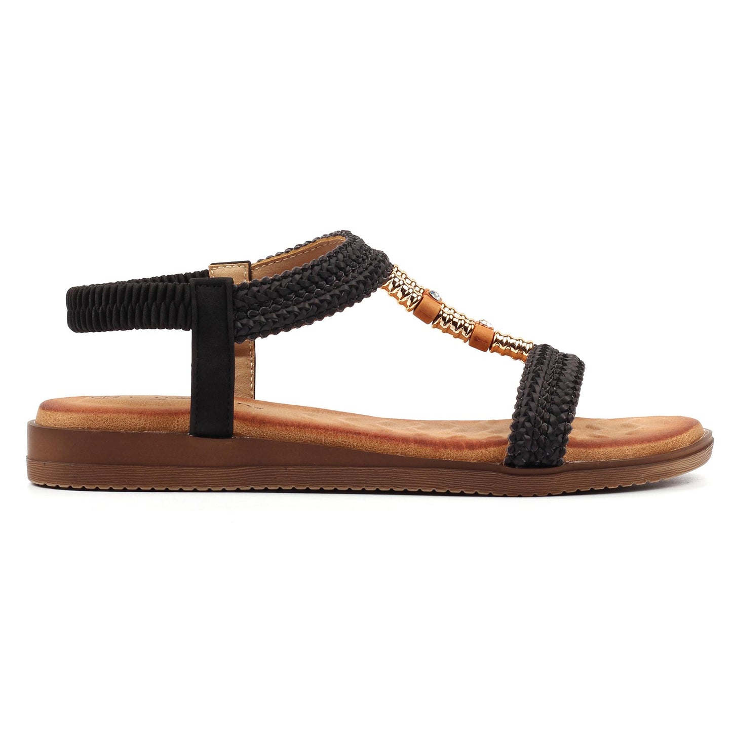 Black - Front - Lunar Womens-Ladies Portofino Sandals