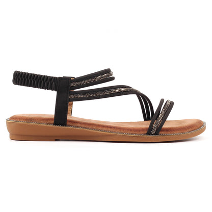 Black - Front - Lunar Womens-Ladies Aruba Sandals