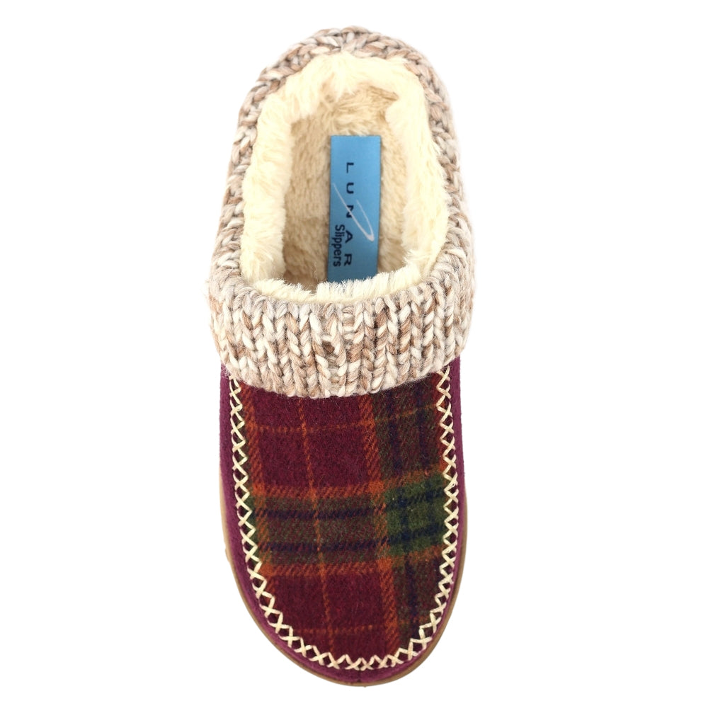 Burgundy - Pack Shot - Lunar Womens-Ladies Emblaze Slippers