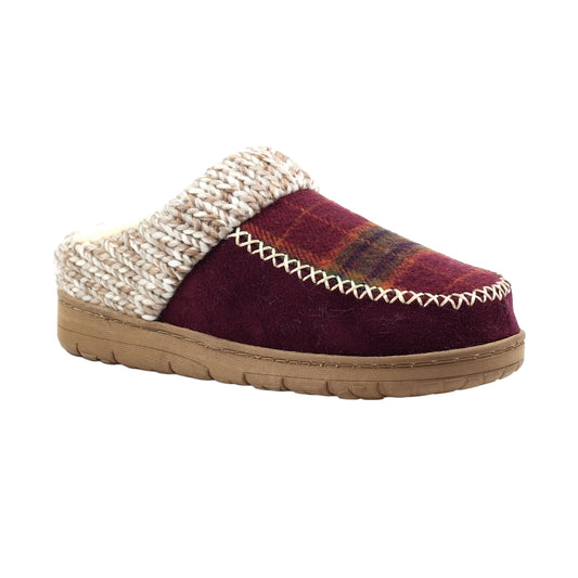 Burgundy - Front - Lunar Womens-Ladies Emblaze Slippers
