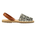Tan-Black-White - Back - Lunar Womens-Ladies Azura Zebra Print Leather Sandals