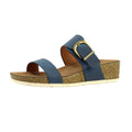 Blue - Side - Lunar Womens-Ladies Ripple Wedge Sandals