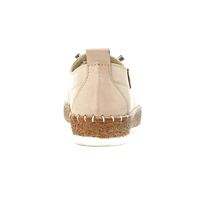 Cream - Back - Lunar Womens-Ladies Evie Leather Plimsolls