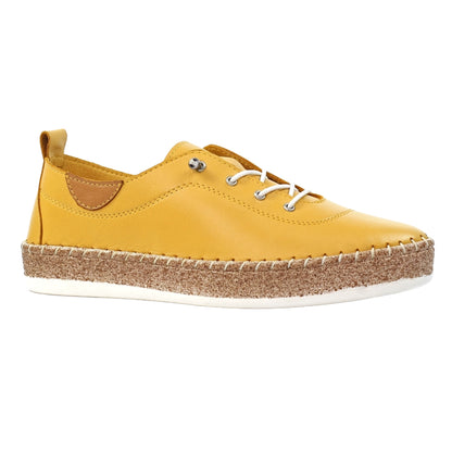 Mustard - Front - Lunar Womens-Ladies Evie Leather Plimsolls