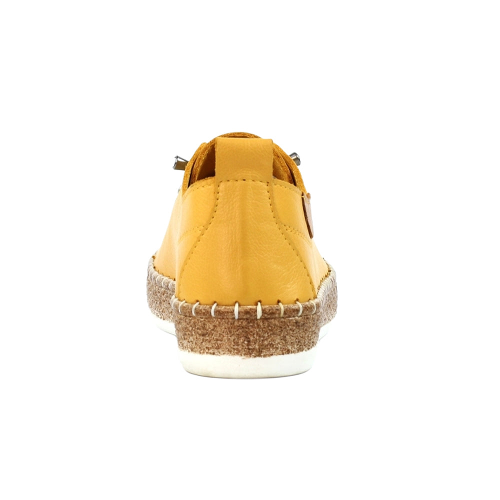 Mustard - Back - Lunar Womens-Ladies Evie Leather Plimsolls