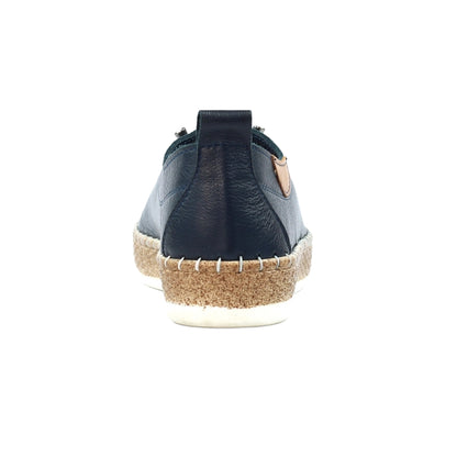 Navy - Back - Lunar Womens-Ladies Evie Leather Plimsolls