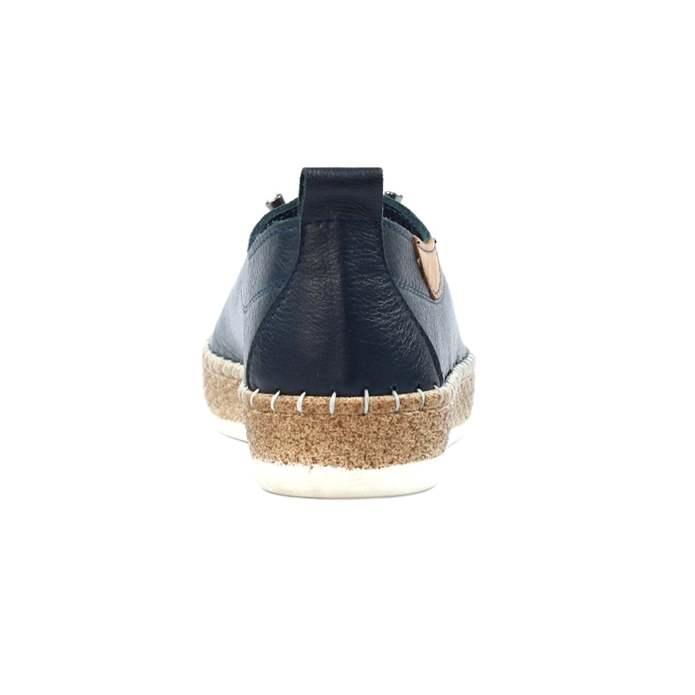 Navy - Back - Lunar Womens-Ladies Evie Leather Plimsolls