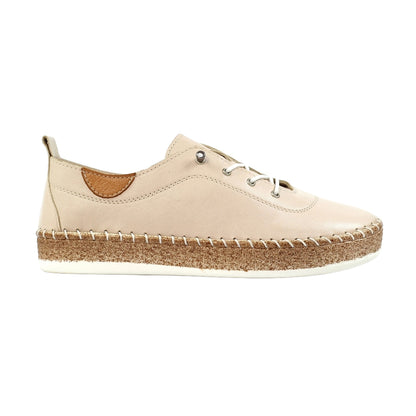 Cream - Side - Lunar Womens-Ladies Evie Leather Plimsolls