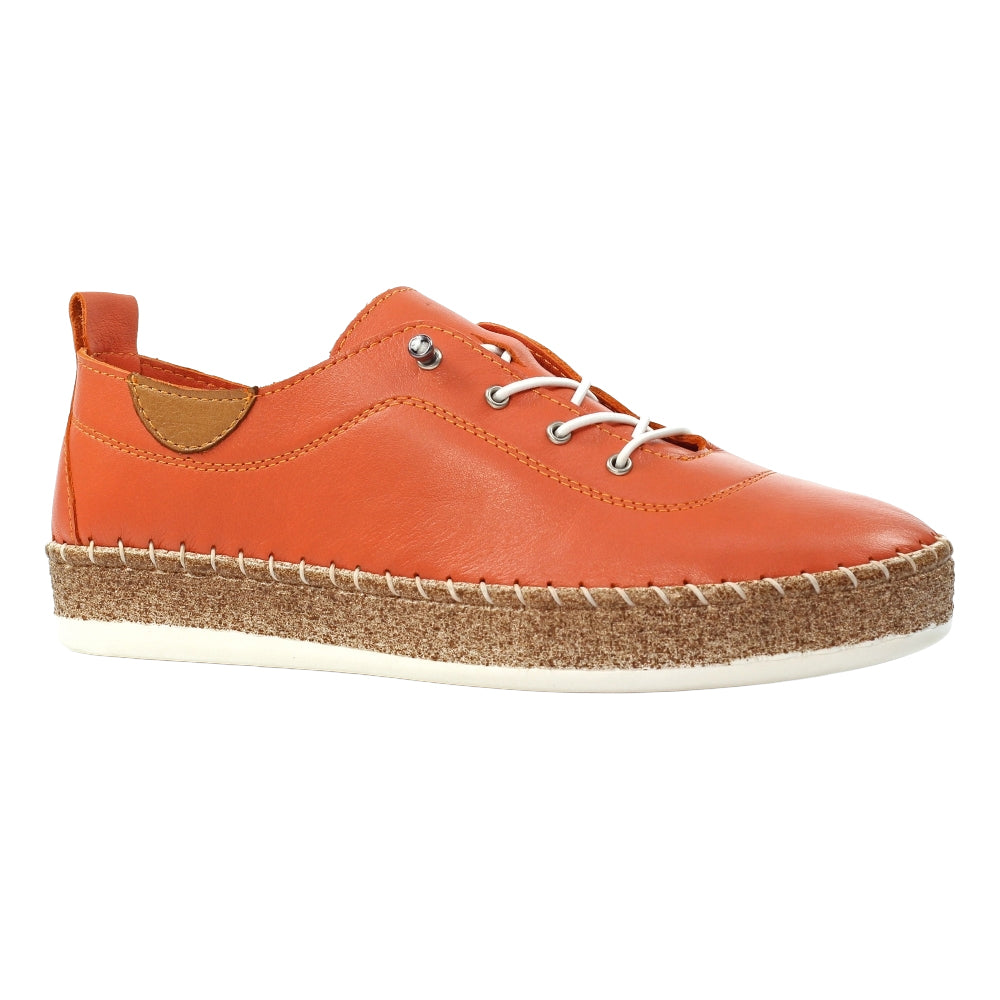 Orange - Front - Lunar Womens-Ladies Evie Leather Plimsolls
