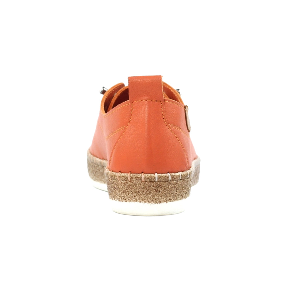 Orange - Back - Lunar Womens-Ladies Evie Leather Plimsolls