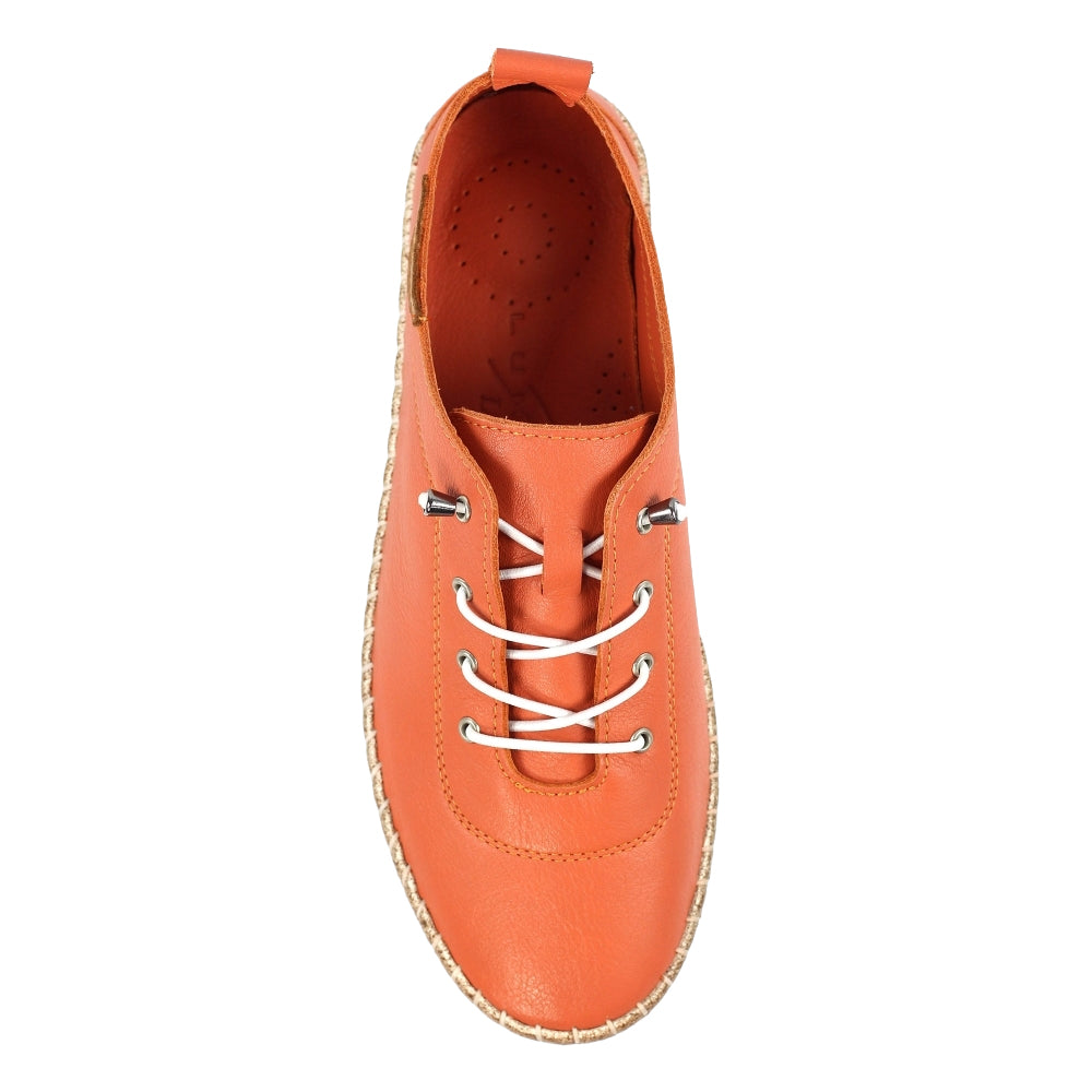 Orange - Lifestyle - Lunar Womens-Ladies Evie Leather Plimsolls