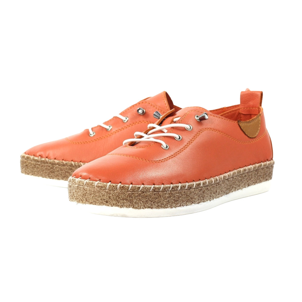 Orange - Pack Shot - Lunar Womens-Ladies Evie Leather Plimsolls