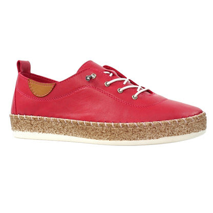 Raspberry - Front - Lunar Womens-Ladies Evie Leather Plimsolls