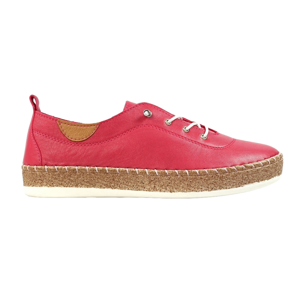 Raspberry - Side - Lunar Womens-Ladies Evie Leather Plimsolls