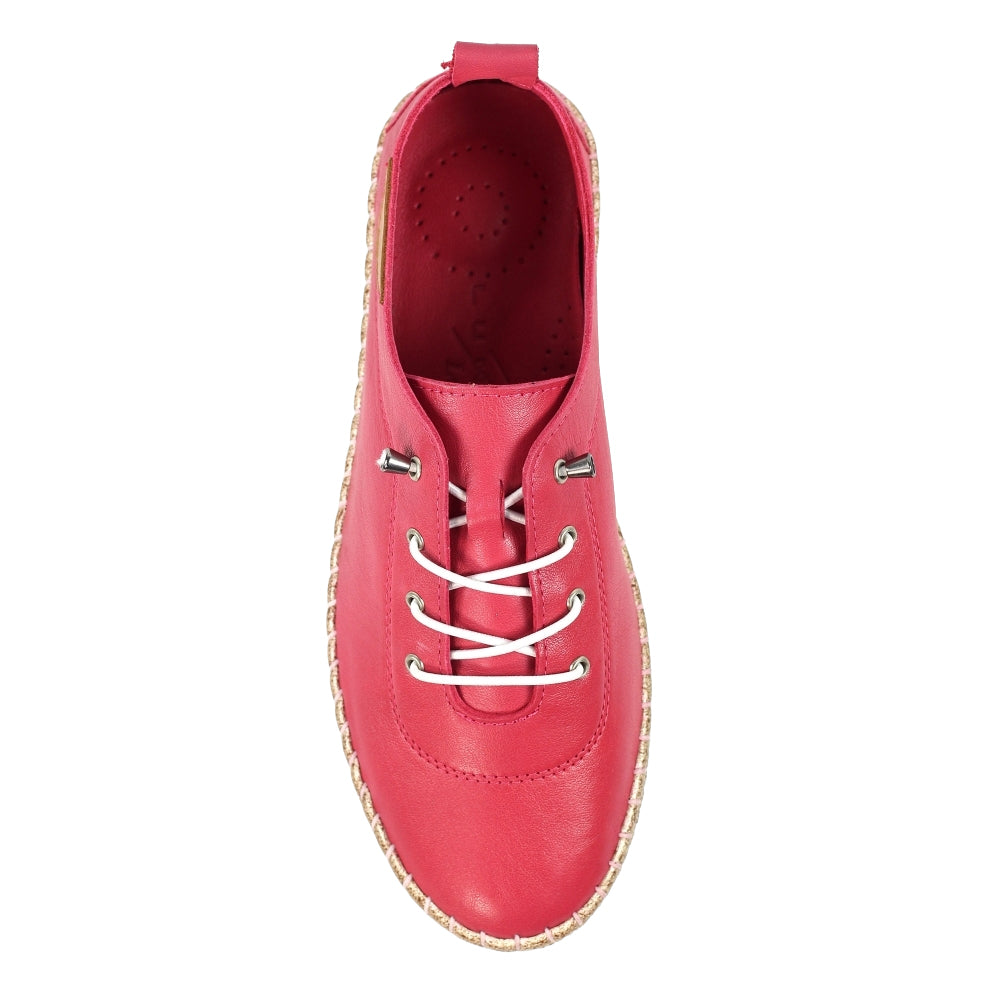 Raspberry - Lifestyle - Lunar Womens-Ladies Evie Leather Plimsolls