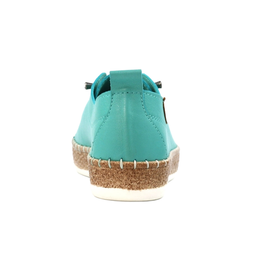 Turquoise - Back - Lunar Womens-Ladies Evie Leather Plimsolls
