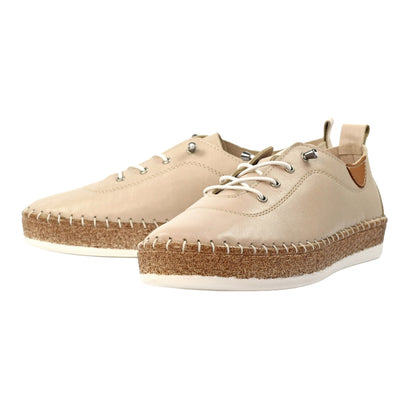 Cream - Pack Shot - Lunar Womens-Ladies Evie Leather Plimsolls