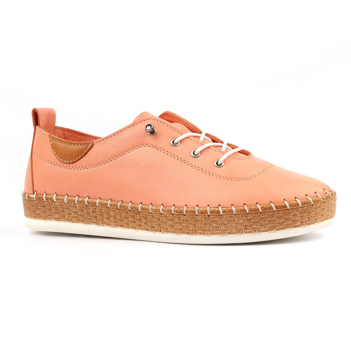 Coral - Front - Lunar Womens-Ladies Evie Leather Plimsolls