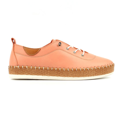 Coral - Back - Lunar Womens-Ladies Evie Leather Plimsolls