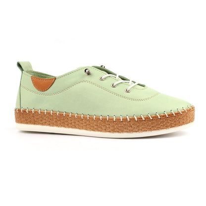 Soft Sage - Front - Lunar Womens-Ladies Evie Leather Plimsolls