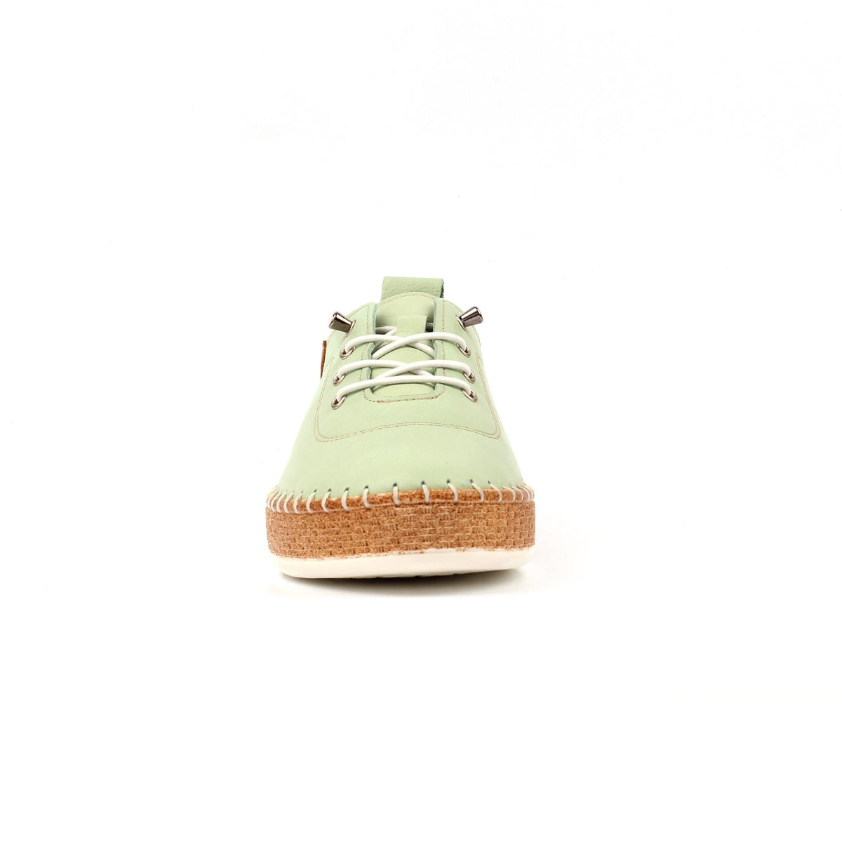 Soft Sage - Side - Lunar Womens-Ladies Evie Leather Plimsolls