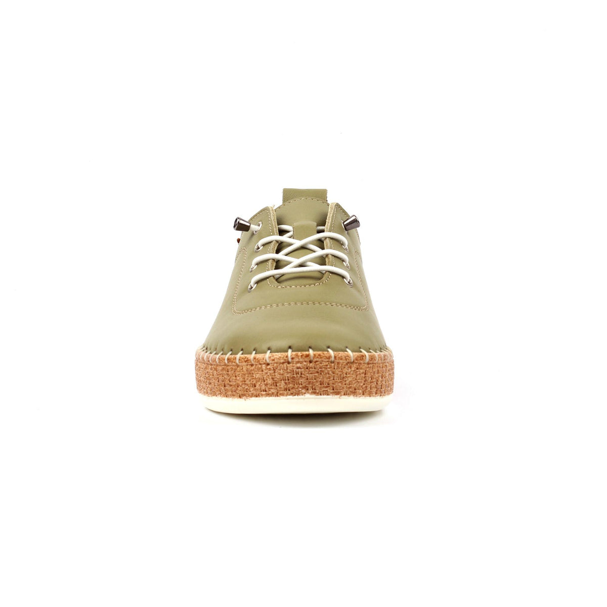 Khaki Green - Side - Lunar Womens-Ladies Evie Leather Plimsolls