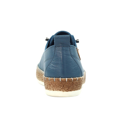Mid Blue - Back - Lunar Womens-Ladies Evie Leather Plimsolls