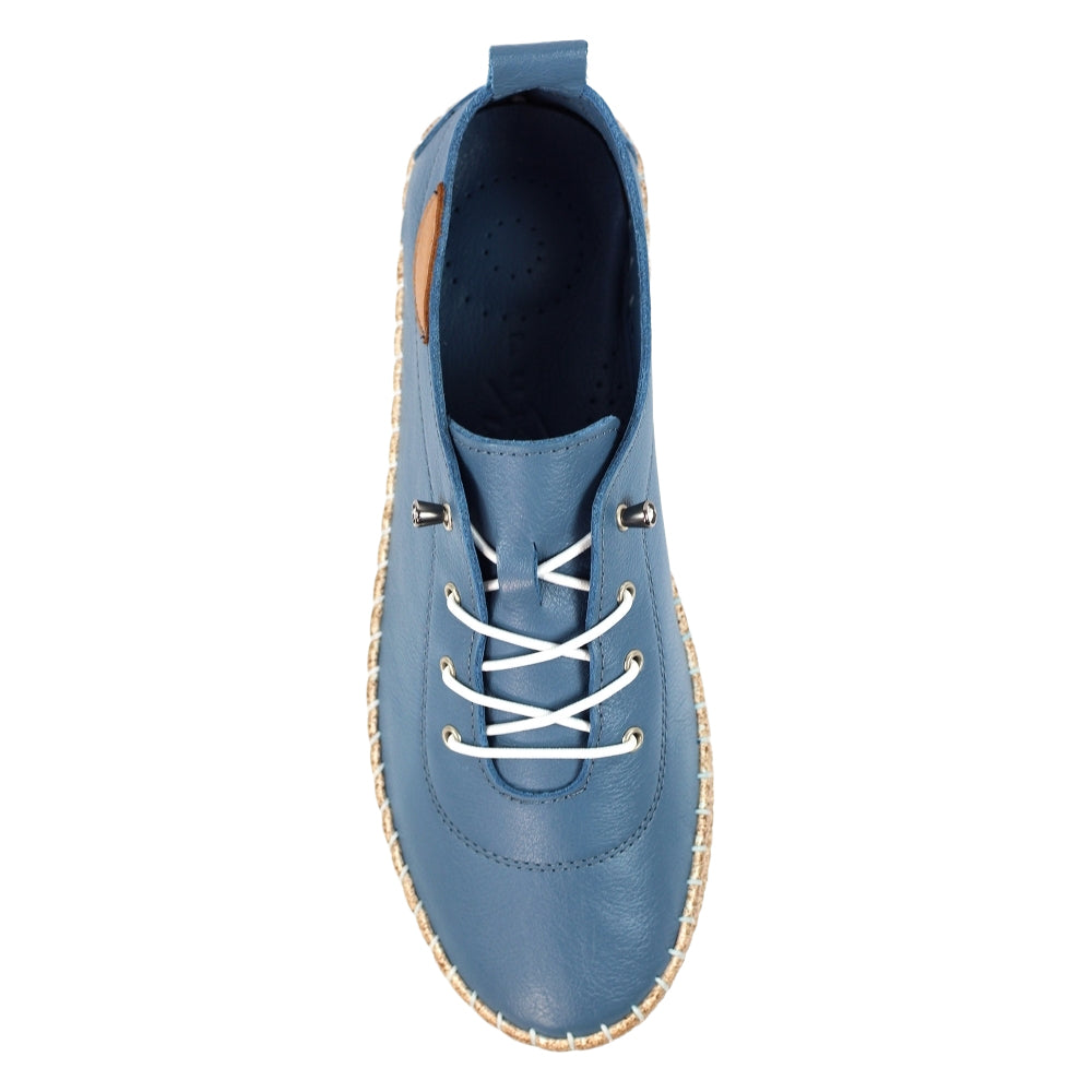 Mid Blue - Lifestyle - Lunar Womens-Ladies Evie Leather Plimsolls