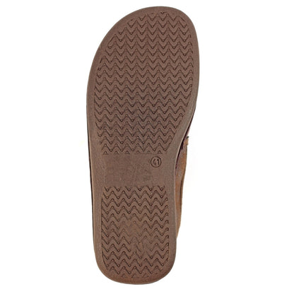 Brown - Close up - Lazy Dogz Mens Slippers