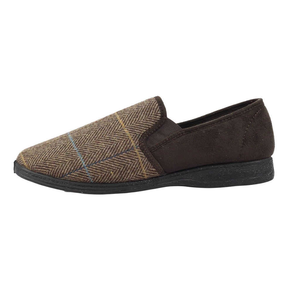 Brown - Side - Lazy Dogz Mens Harrison II Slippers