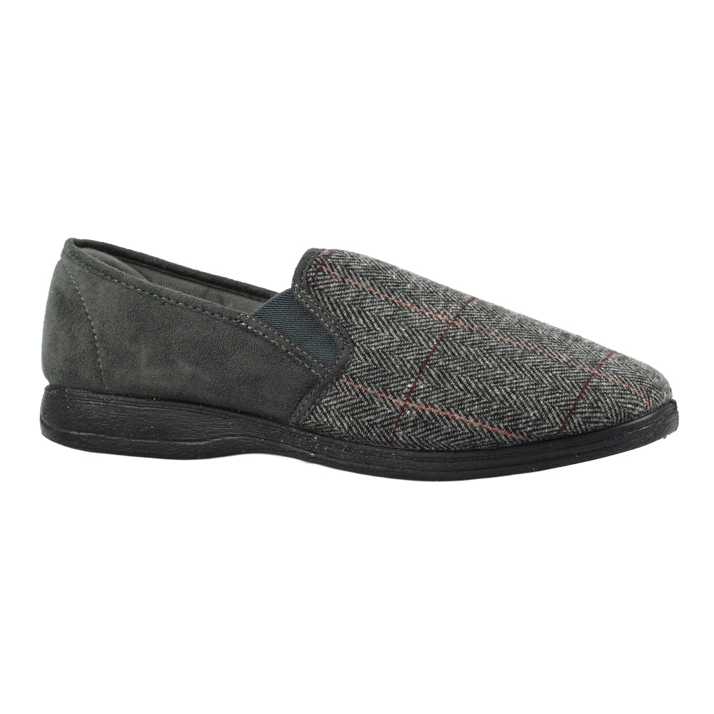 Grey - Front - Lazy Dogz Mens Harrison II Slippers