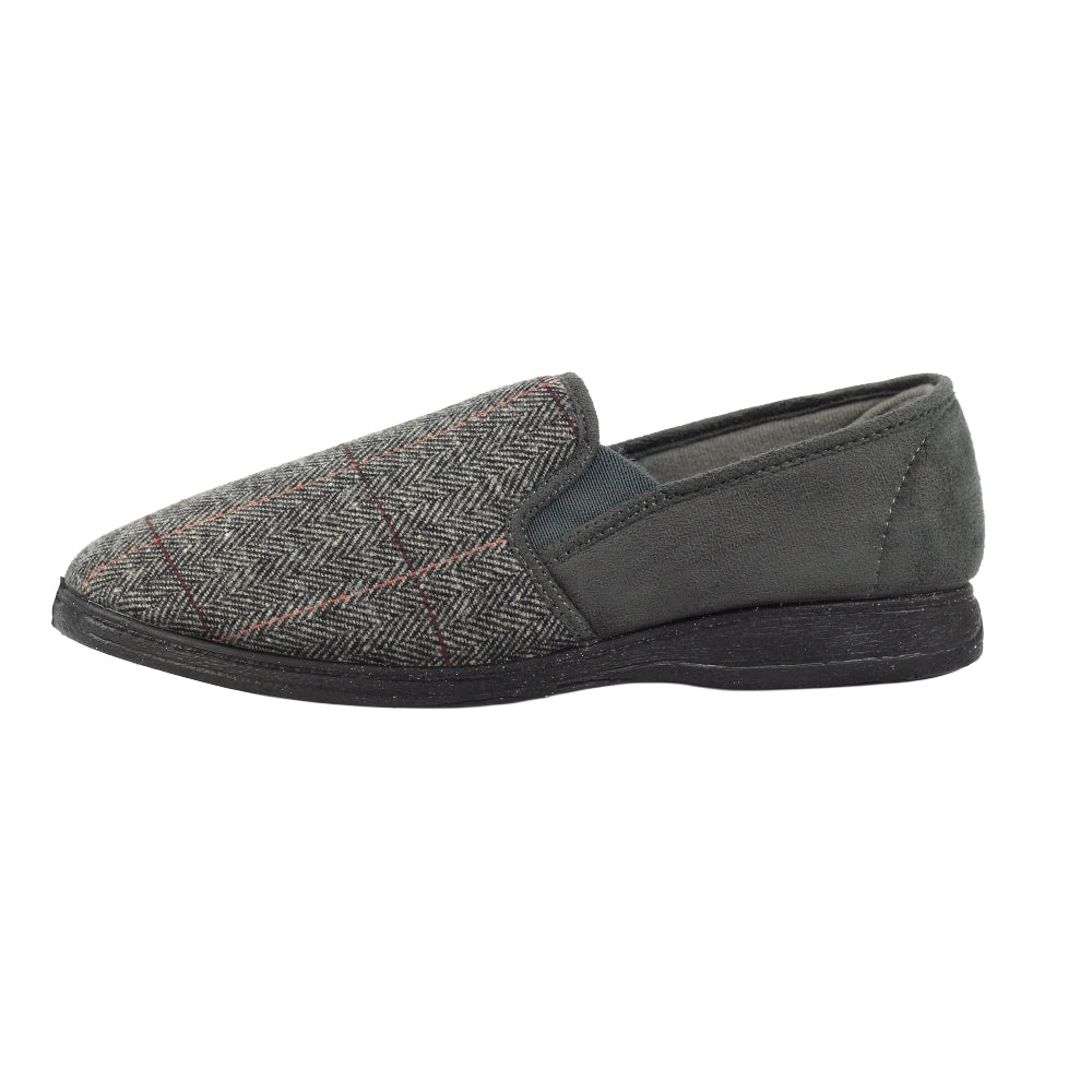 Grey - Side - Lazy Dogz Mens Harrison II Slippers