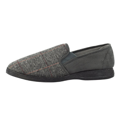 Grey - Side - Lazy Dogz Mens Harrison II Slippers