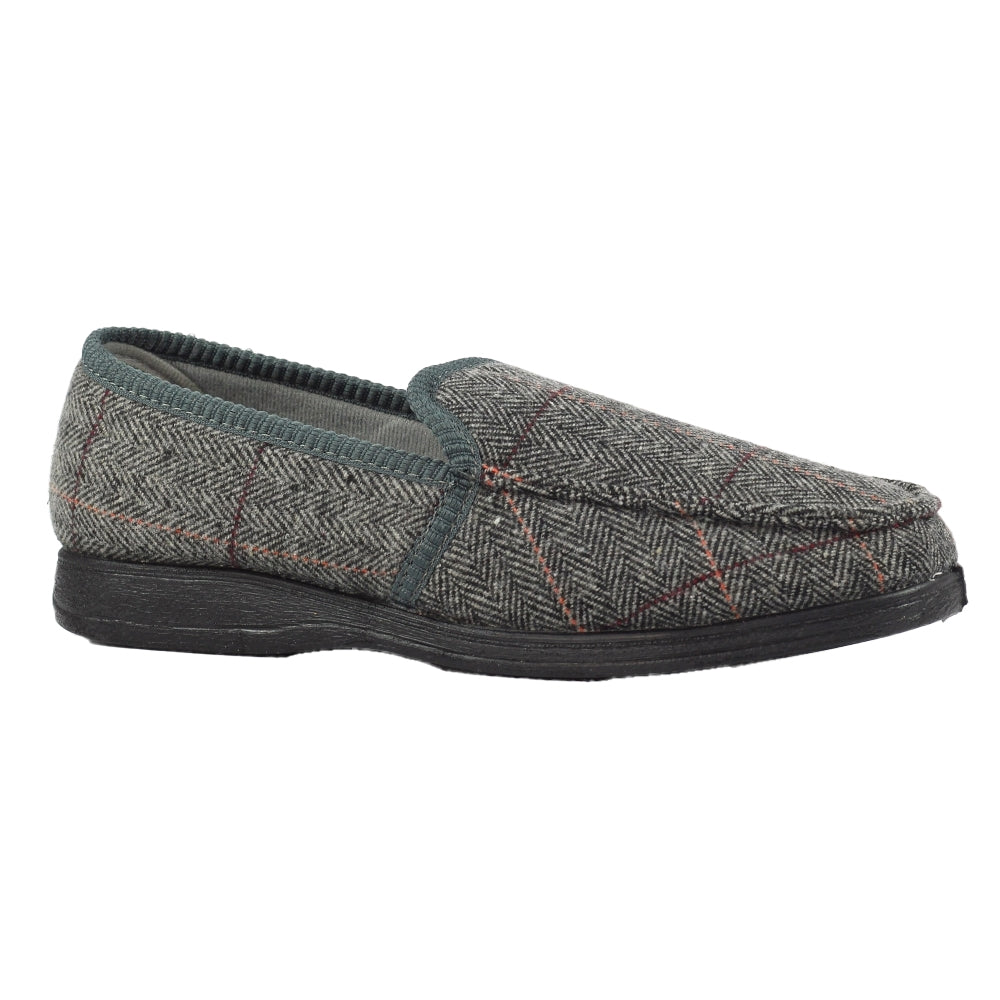 Grey - Back - Lazy Dogz Mens Eisenhower Slippers