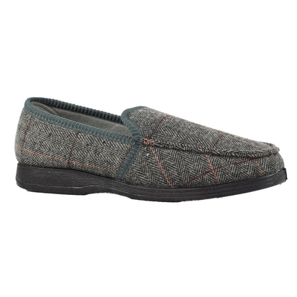 Grey - Back - Lazy Dogz Mens Eisenhower Slippers