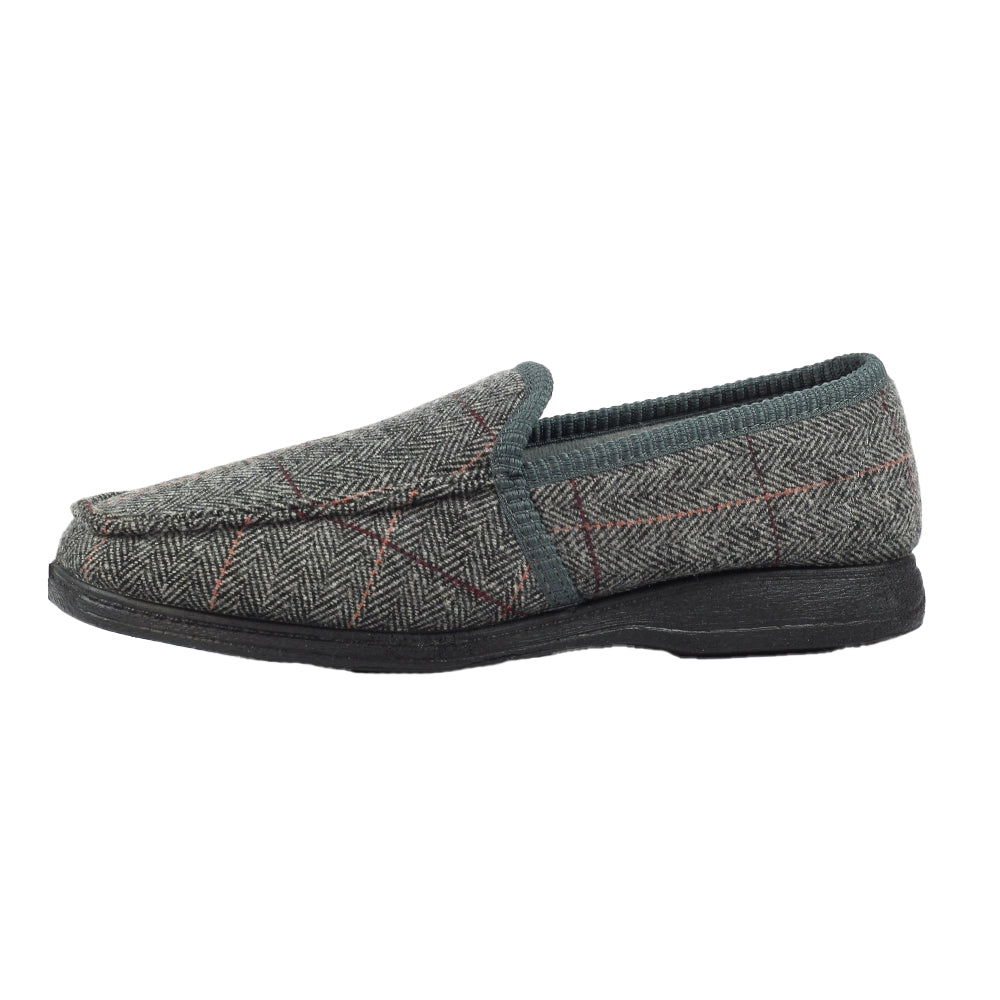 Grey - Side - Lazy Dogz Mens Eisenhower Slippers
