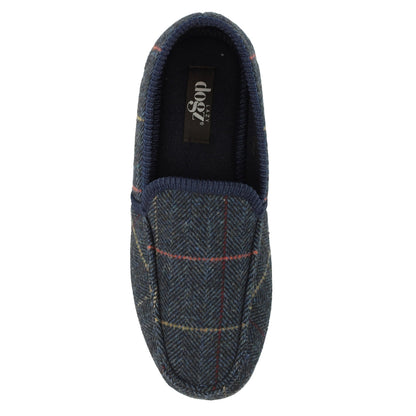 Navy - Side - Lazy Dogz Mens Eisenhower Slippers