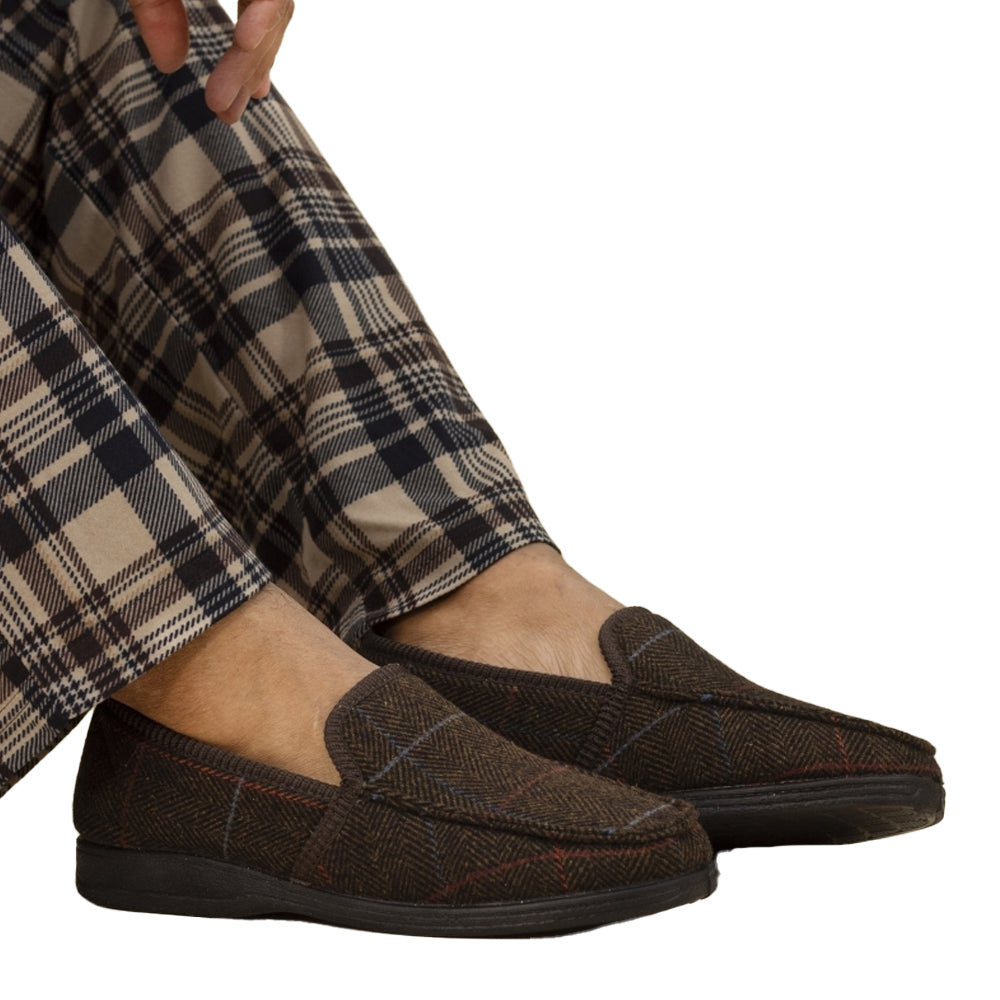 Brown - Front - Lazy Dogz Mens Eisenhower Slippers